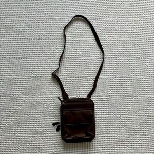 Fossil Vintage Dark Brown Pebbled Leather Crossbody Bag Purse